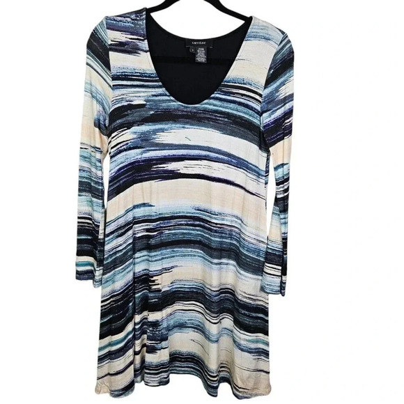 Karen Kane Multicolor Rayon Blend Scoop Neck Long Sleeve Knee Length Dress Small - Picture 10 of 10